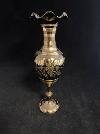 Vintage Brass etched vase made in India RCD|68002