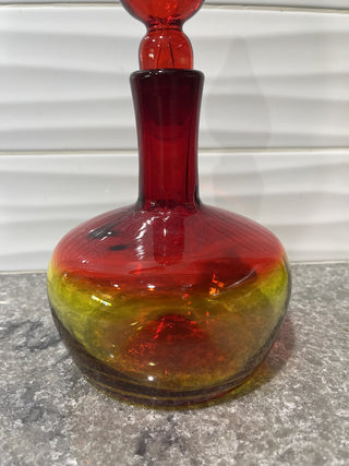 MCM Handblown Amberina Decanter, Flame Stopper RSV|66492