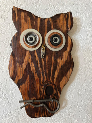 Handmade Wood & Metal Owl Wall Plaque RSV|108162