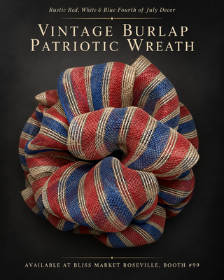 Patriotic Deco Mesh Ruffle Wreath - Red, Brown, Blue