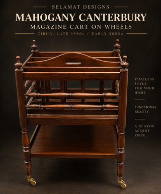 Vintage Selamat Designs Mahogany Canterbury Magazine Rack / Cart