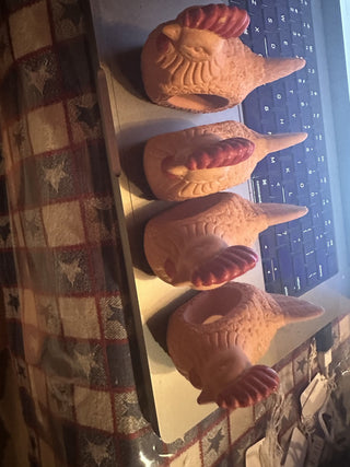 Set of 4 TerraCotta Chicken  Napkin Rings #63 VV MTS