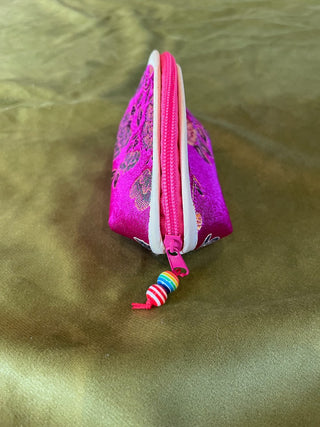 Embroidered Cloth Zipper Pouch w/ Rainbow Beads|49788