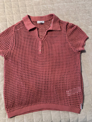 Calvin Klein Open Stitch Cap Sleeve Polo Size XL MTS