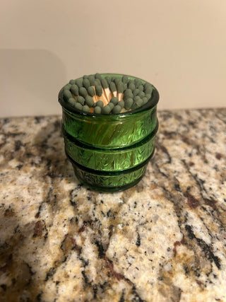 Green Glass Barrel Match Holder/Shot Glass    MTS