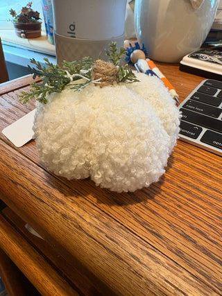 White Sherpa Pumpkin w/leaves 2.5" tall RCD