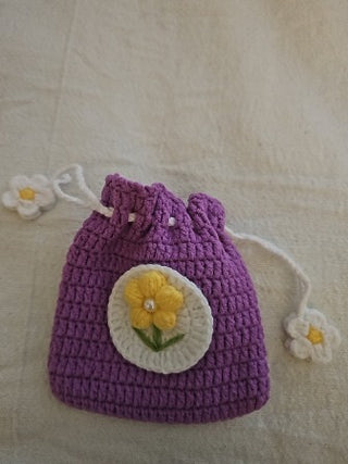 Purple Crocheted Daisy Coin Purse