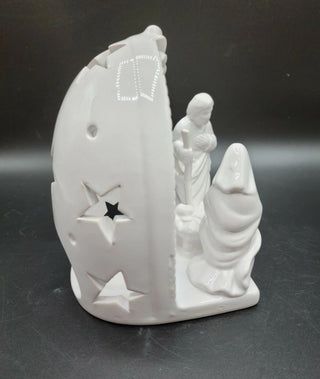 White Ceramic Nativity Set Votive Holder by Creative Co-op 6" H #62 VV MTS|95514