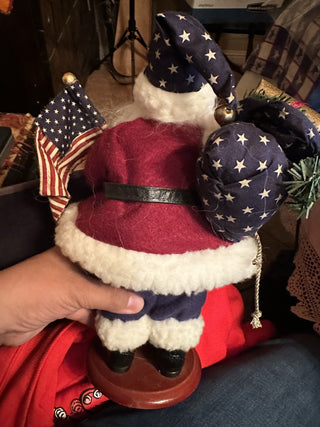 Santa with wood base, Patriotic Vintage #47 VV MTS|126927