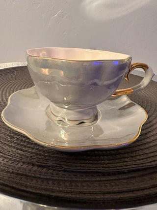 Vintage Teacup/ Saucer Grace's Grey MTS