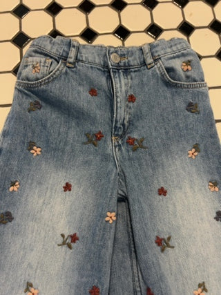 Girls Size 7 the H&M Wide Leg Jeans with Embroidery
