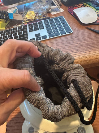Crushed Velvet black/gray evening bag, embellished, braided strap, by Lisa Violetto RCD