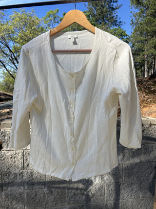 #91 J Jill Cream Button Up Cardigan MP