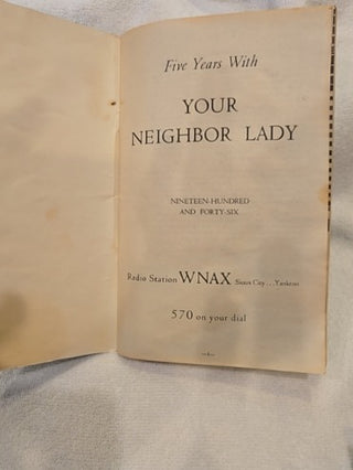 Five years with your neighbor Lady, WNAX 1946, RCD