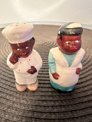 Salt & Pepper 1940's Black Americana Mammy & Moses|109674