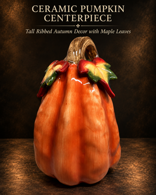 Pacific Rim Ceramic Pumpkin Fall Centerpiece Decor 9.5"