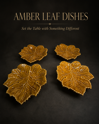 Olfaire Portugal Amber Majolica Leaf Bowls 4701 Set of 4