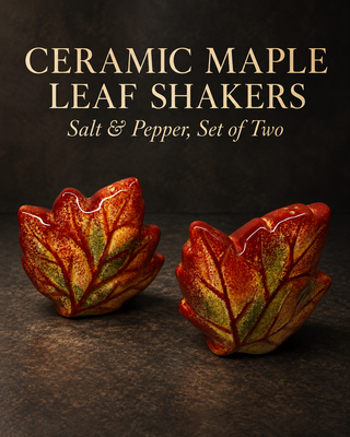 Ceramic Autumn Maple Leaf Salt and Pepper Shakers Set 3.5"