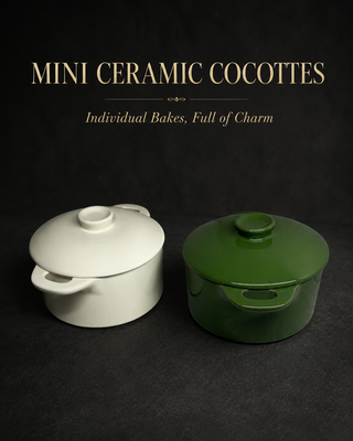 Brocc Your Body Mini Round Ceramic Cocotte Set (2 Bowls, 2 Lids)
