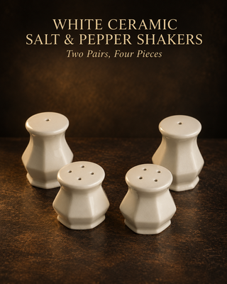 White Ceramic 12-Sided Salt and Pepper Shakers