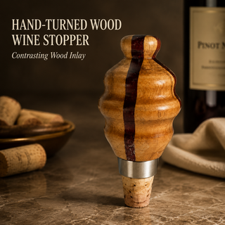 Artisan Inlaid Striped Wooden Wine Bottle Stopper