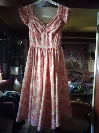 50s Jerry Gilden cotton print dress, S/M. MTS|92833