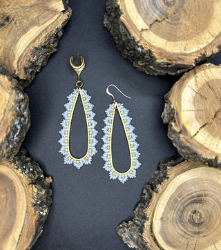 Beaded brass teardrop iridescent/brass|42089