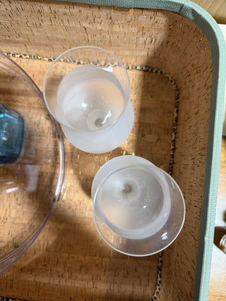 Set of 2 frosty etched tropical drink glasses RCD|122904