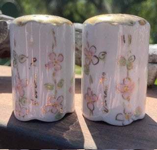 Antique Pink Flowers Salt & Pepper Shakers