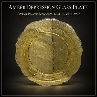 11" Dinner Plate Federal Glass Patrician Spoke Amber Yellow Depression Glass