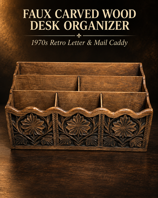 Vintage Lerner Faux Carved Wood Desk Organizer
