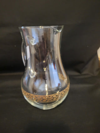 Vintage Bohemian Crystalex Glass Pitcher w/Gold Detail RCD|96397