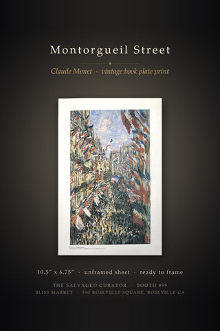 Montorgueil Street Claude Monet Vintage Book Plate Print Mounted Art Decor