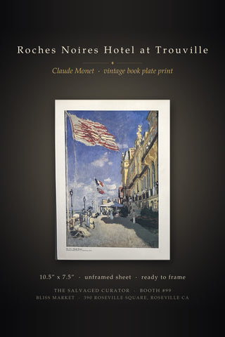 Roches Noires Hotel at Trouville Claude Monet Vintage Book Plate Print Mounted Art