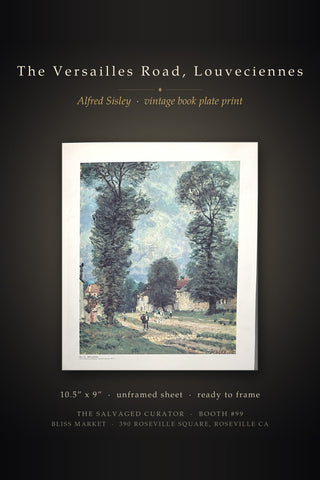 The Versailles Road Louveciennes Alfred Sisley Vintage Book Plate Print Mounted Art