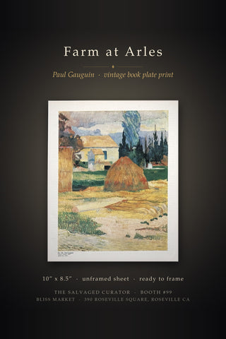 Farm at Arles Paul Gauguin Vintage Book Plate Print Mounted Art Wall Decor