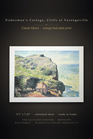 Fishermans Cottage Cliffs Varengeville Claude Monet Vintage Book Plate Print