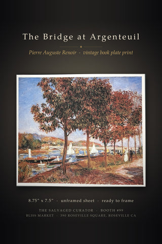 The Bridge at Argenteuil Pierre Auguste Renoir Vintage Book Plate Print
