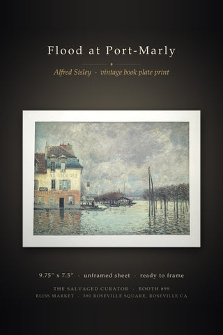 Flood at Port Marly Alfred Sisley Vintage Book Plate Print