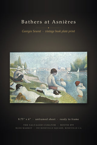 Bathers at Asnieres Georges Seurat Vintage Book Plate Print
