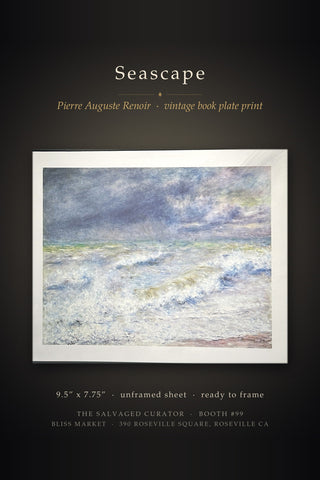 Seascape Pierre Auguste Renoir Vintage Book Plate Print