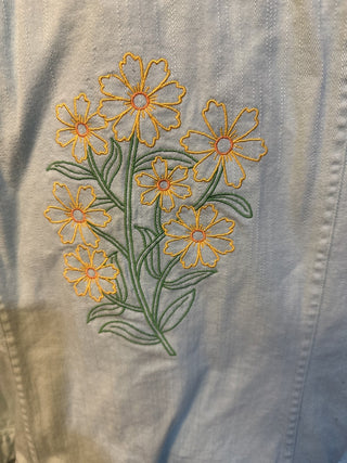 Embroidered jacket green w/yellow floral Size XL. #SM