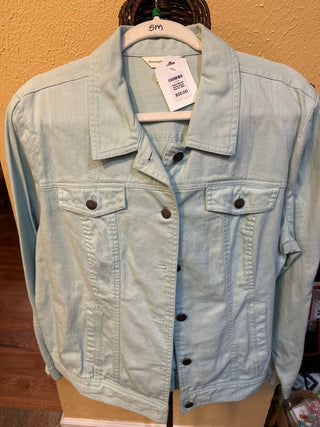 Embroidered jacket green w/yellow floral Size XL. #SM