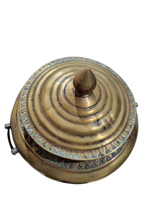 Vintage Tribal Sulang Large Brass Container With Lid - Ornate Detail "as is:. MTS