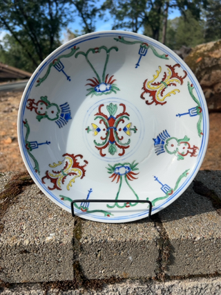 Vintage Japanese Hand Painted Porcelain Round Bowl Painted in HK Marked ACF - MTS