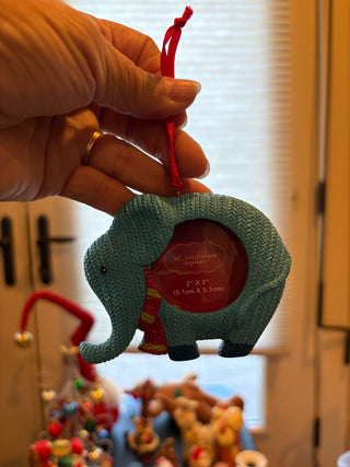 St. Nicholas Teal colored Elephant picture frame ornament 3.5"x3" RCD|120966