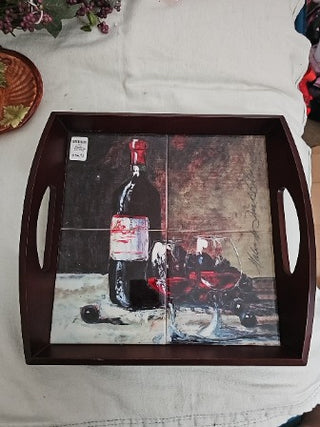 AD. Wooden Trays Mural Tile Wine Theme