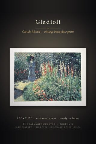 Gladioli Claude Monet Impressionist Garden Woman Parasol Flowers Book Print