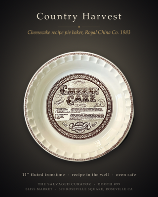 Cheesecake Recipe Plate Pan Dish 1983  11"