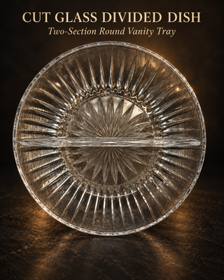 Glass Divided Trinket Tray 2 Section Round
